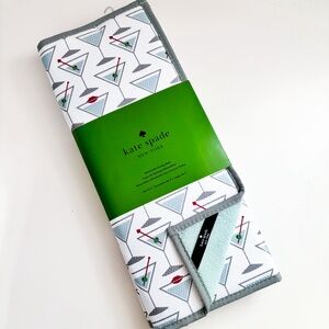 NWT Kate Spade Martini Glasses Set of Two Reversible Drying Mats!